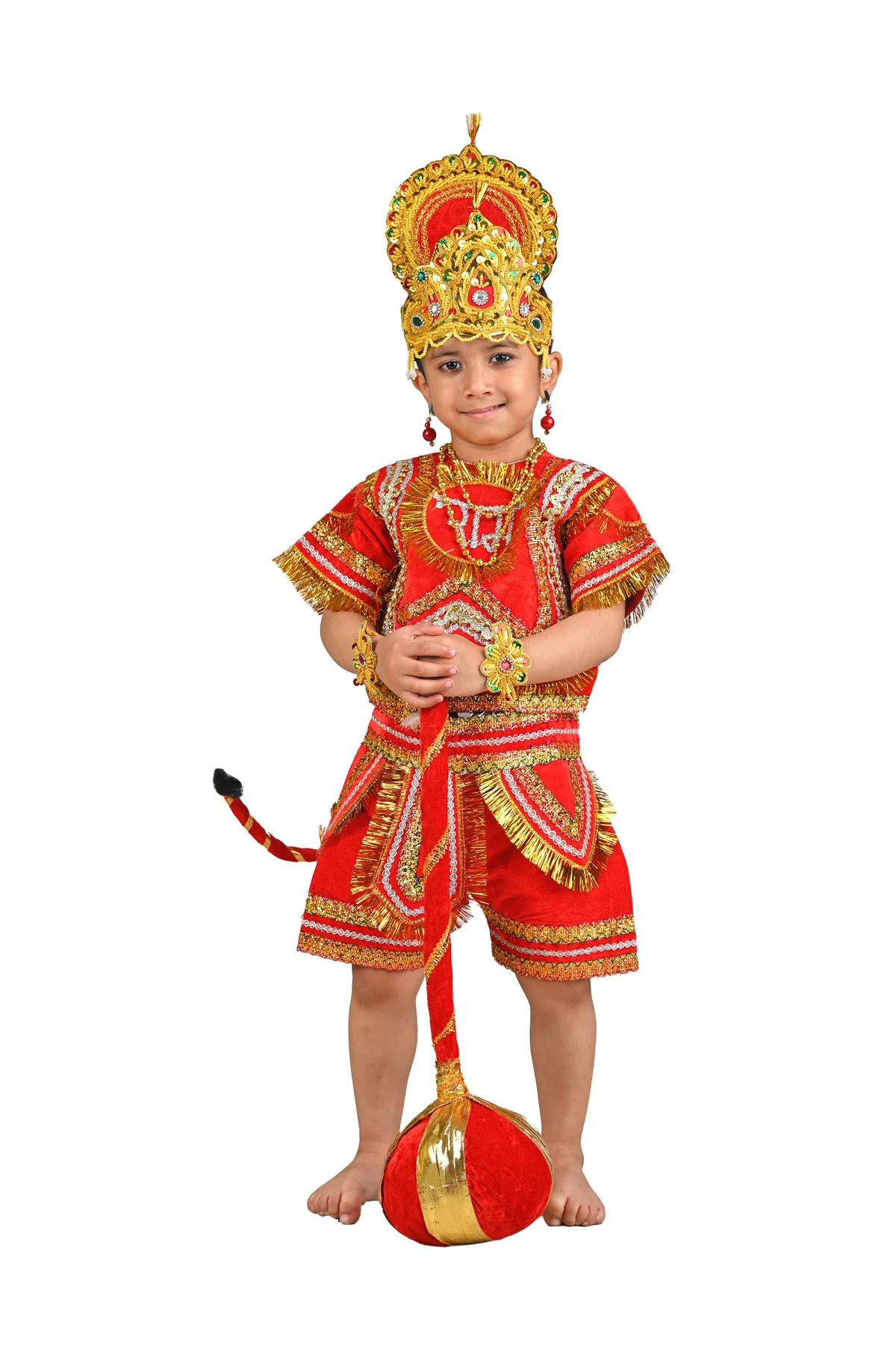 Complete Hanuman Bajrang Bali Hindu God Kids & Adults Fancy Dress Costume | With Gada - Image 7