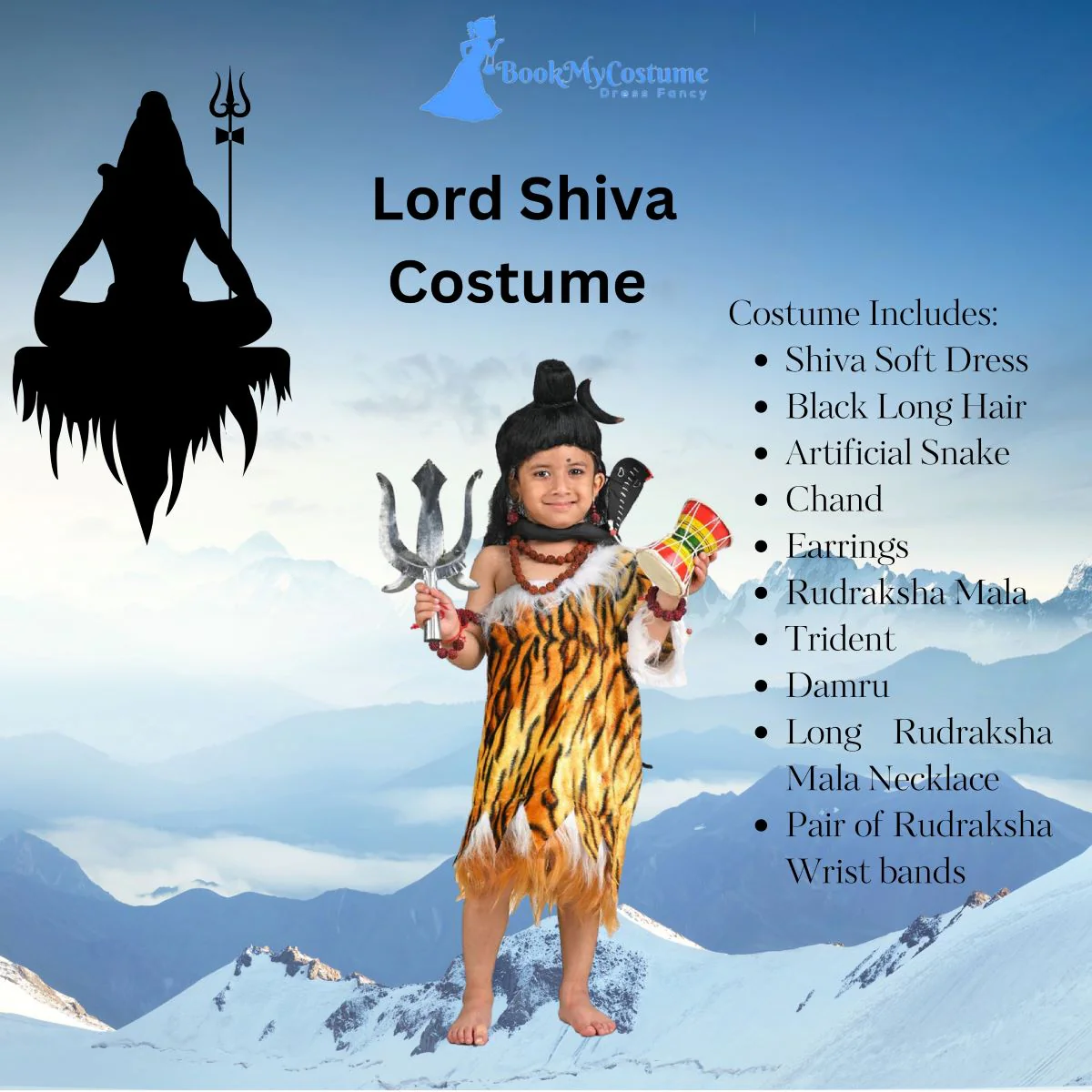 Lord Shiva Shankar Bhagwan Hindu God Kids & Adults Fancy Dress Costume - Premium - Image 3
