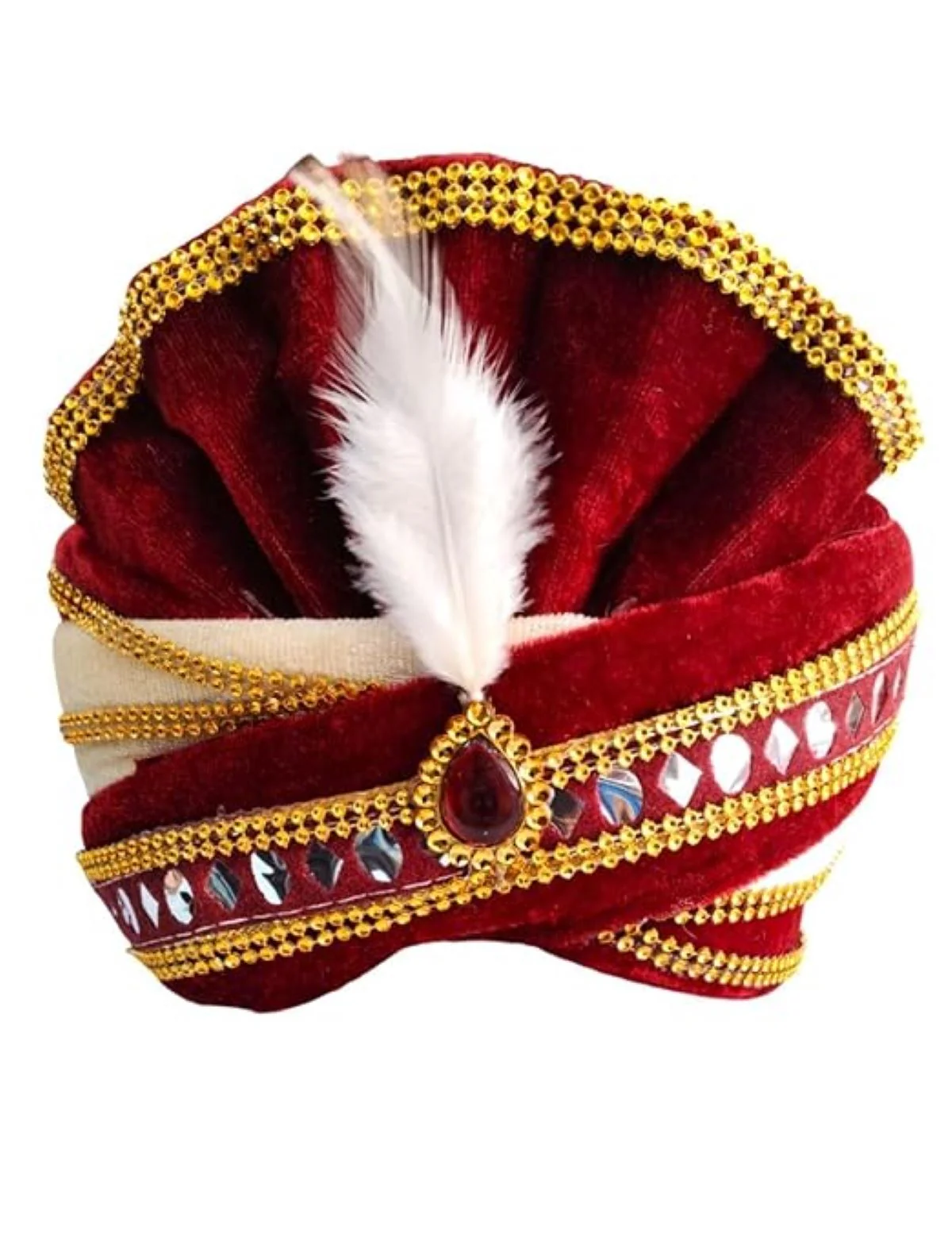 Maroon Indian Dulha Pagdi Safa with Brooch Indian Wedding Groom Turban - Adults - Image 2