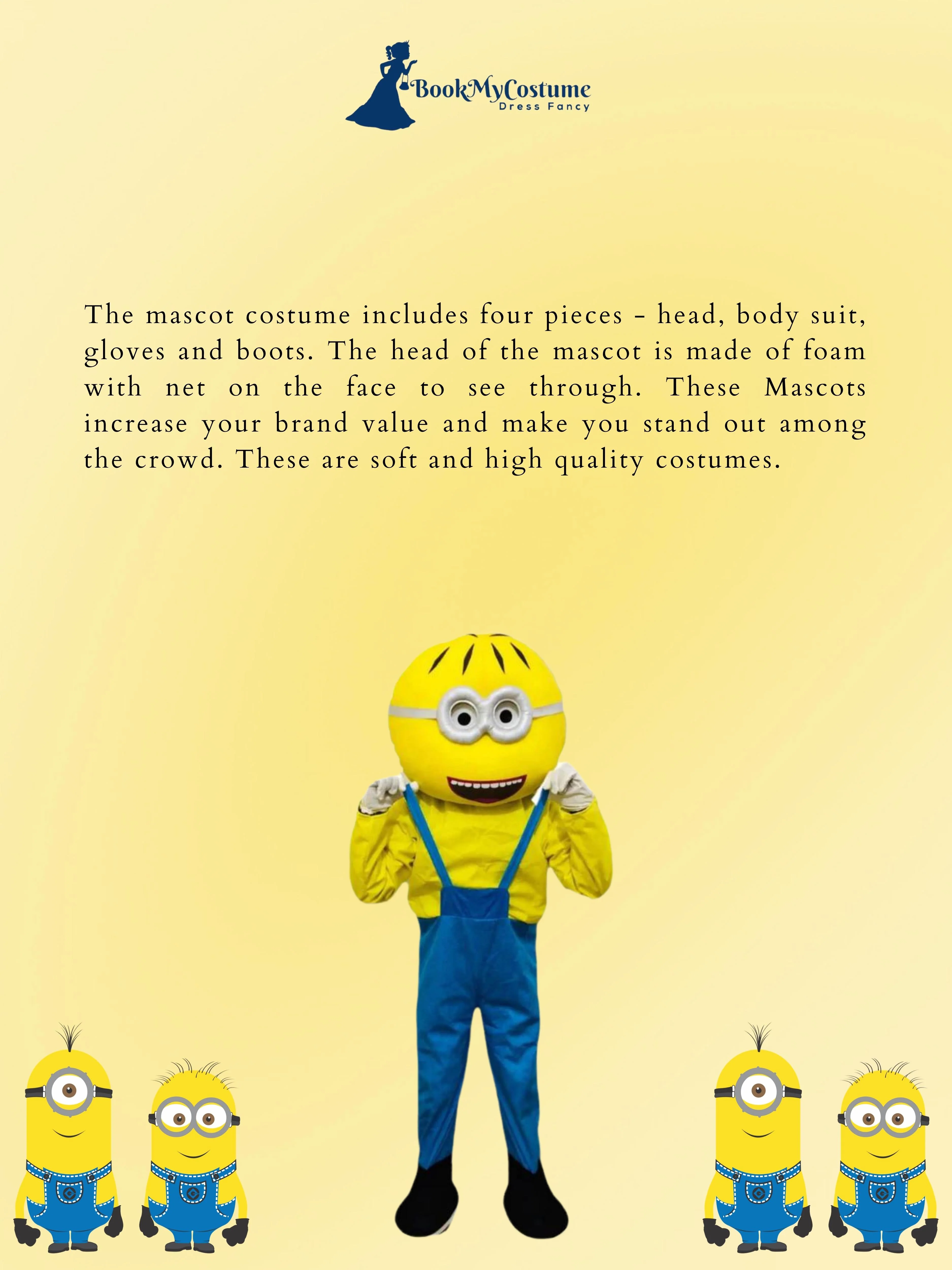 Buy Yellow Childlike Cartoon Mascot Costume For Theme Birthday Party & Events | Adults | Full Size - Image 3