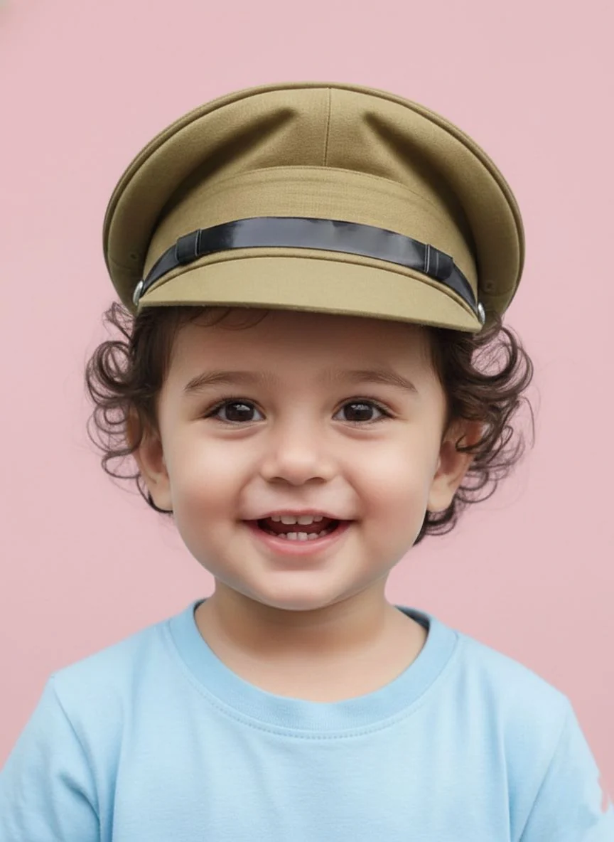 Police Inspector Commissioner Khakhi Cap for Boys and Men