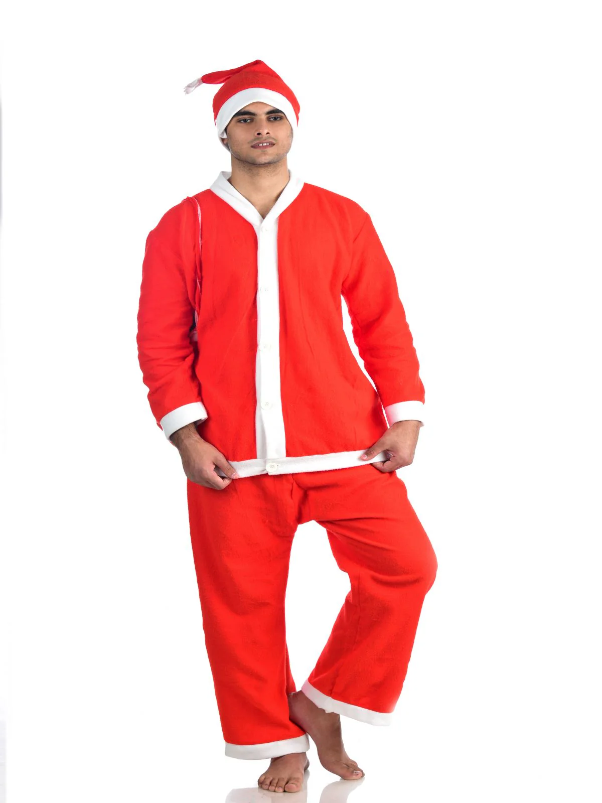 Santa Boy Costume Set of 4 (Jacket, Bottom, Bag, & Cap) Kids & Adults Christmas Costume - Image 11