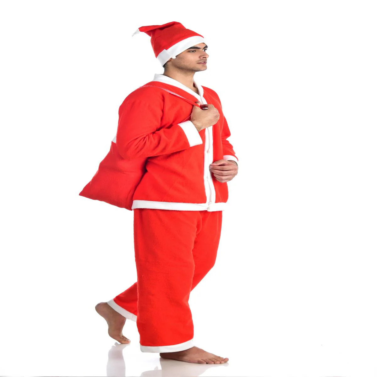 Santa Boy Costume Set of 4 (Jacket, Bottom, Bag, & Cap) Kids & Adults Christmas Costume - Image 12