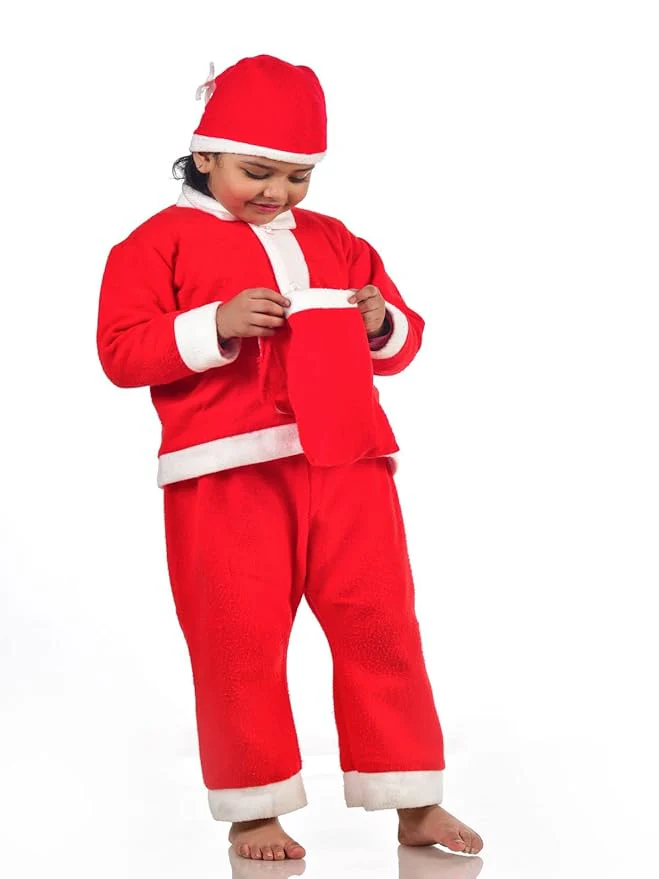 Santa Boy Costume Set of 4 (Jacket, Bottom, Bag, & Cap) Kids & Adults Christmas Costume - Image 19