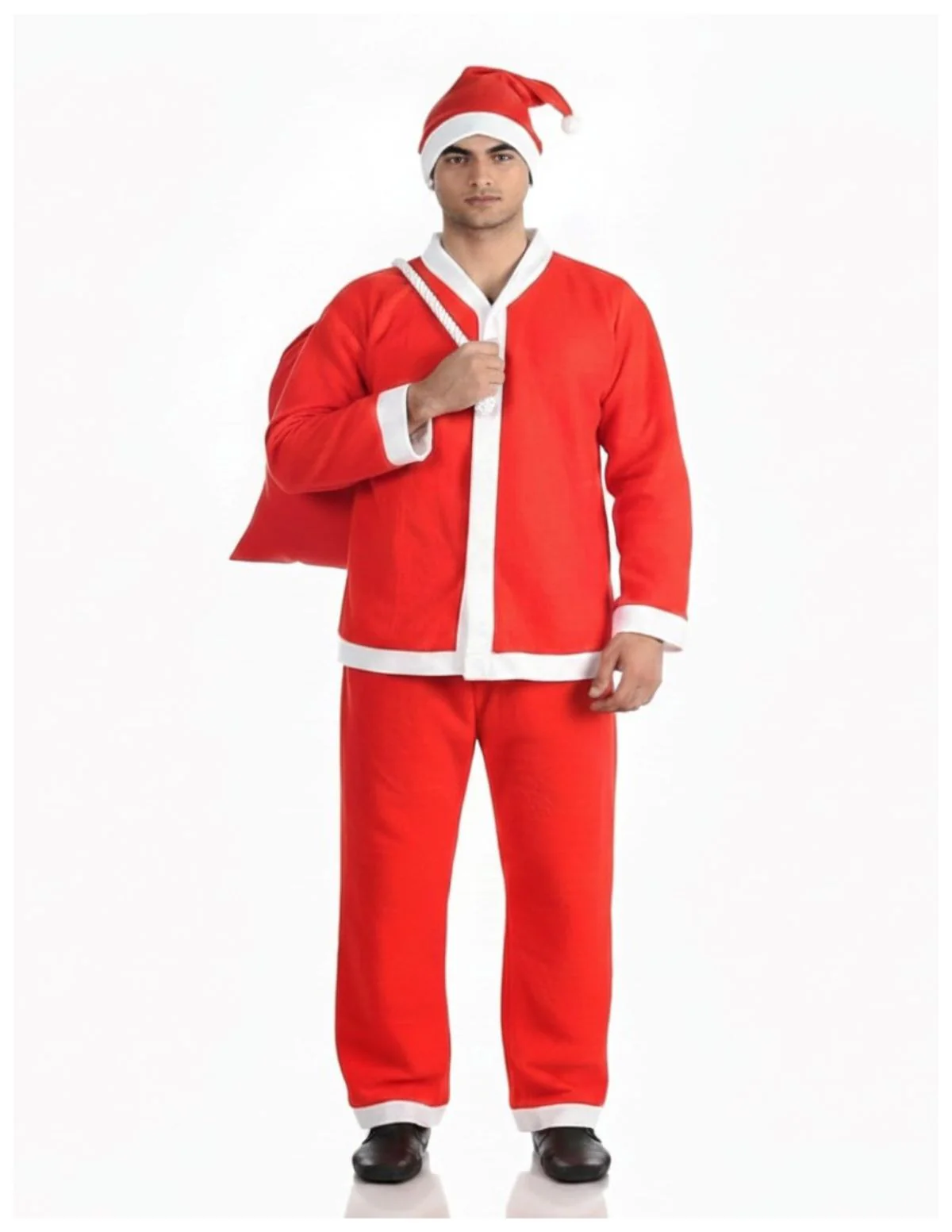 Santa Boy Costume Set of 4 (Jacket, Bottom, Bag, & Cap) Kids & Adults Christmas Costume - Image 5