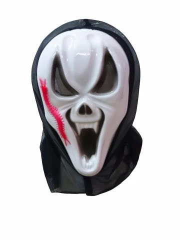 Skeleton Ghost Red Patch Mask Adult & Kids Fancy Dress Costume Accessory | Halloween - Image 3