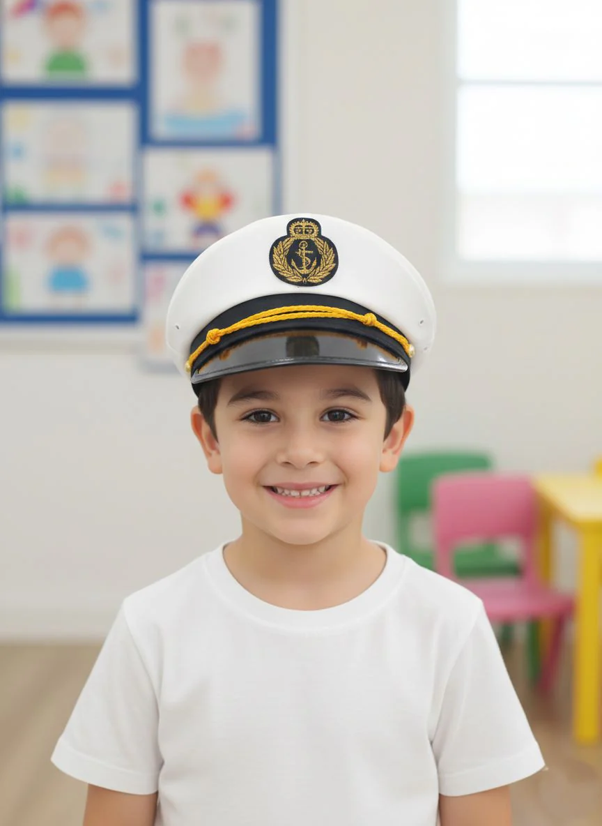 Buy White Navy Air Force Pilot Officer Cap Accessory for Boys Kids Adult Fancy Dress Costume - Image 3