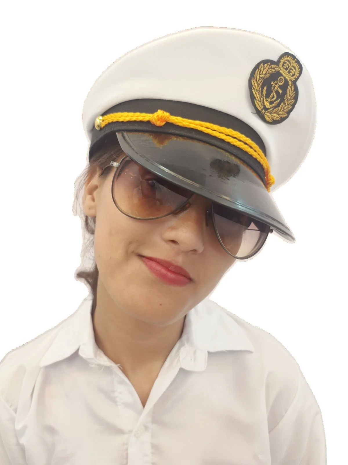 Buy White Navy Air Force Pilot Officer Cap Accessory for Boys Kids Adult Fancy Dress Costume - Image 5