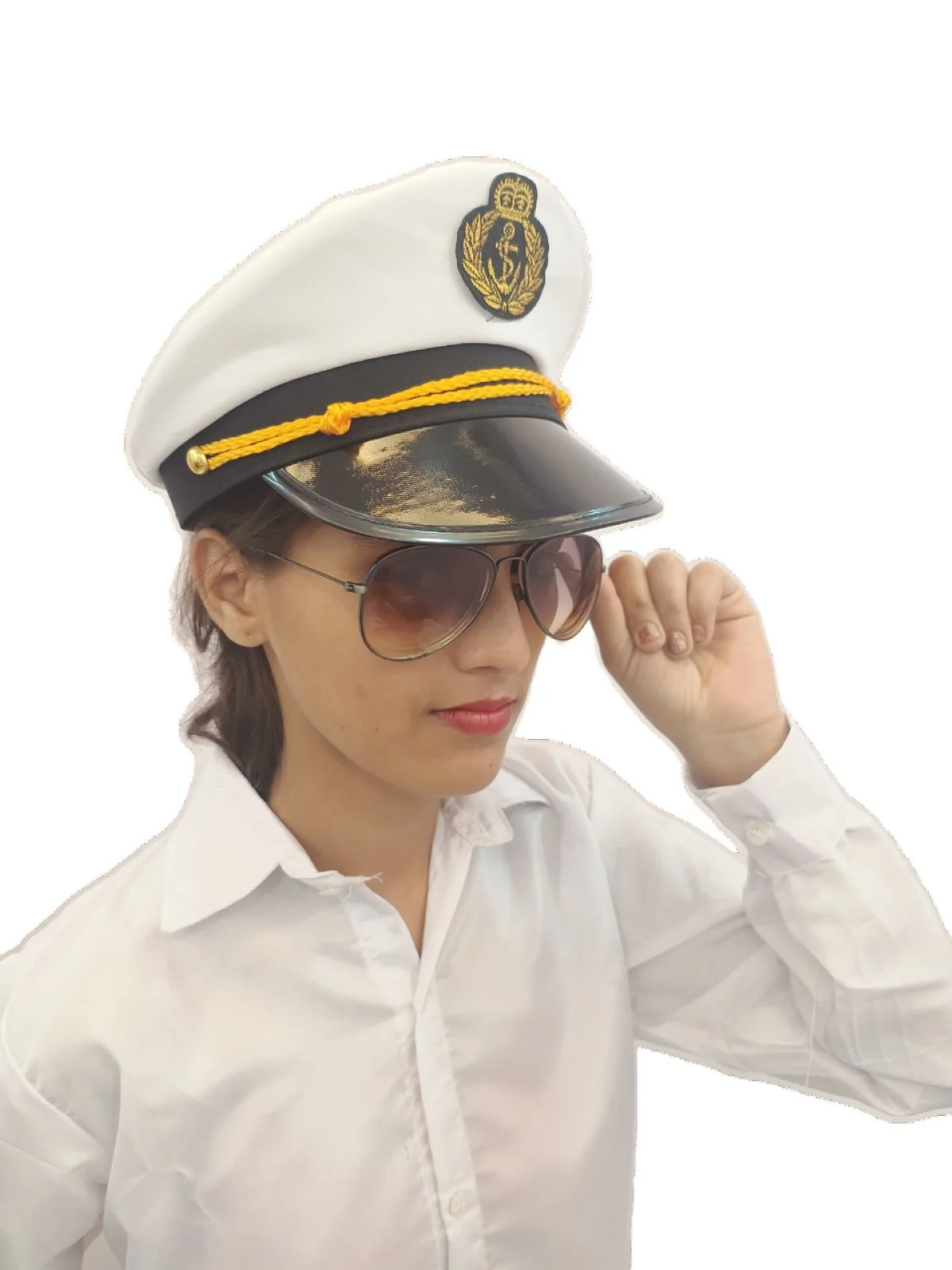 Buy White Navy Air Force Pilot Officer Cap Accessory for Boys Kids Adult Fancy Dress Costume - Image 6