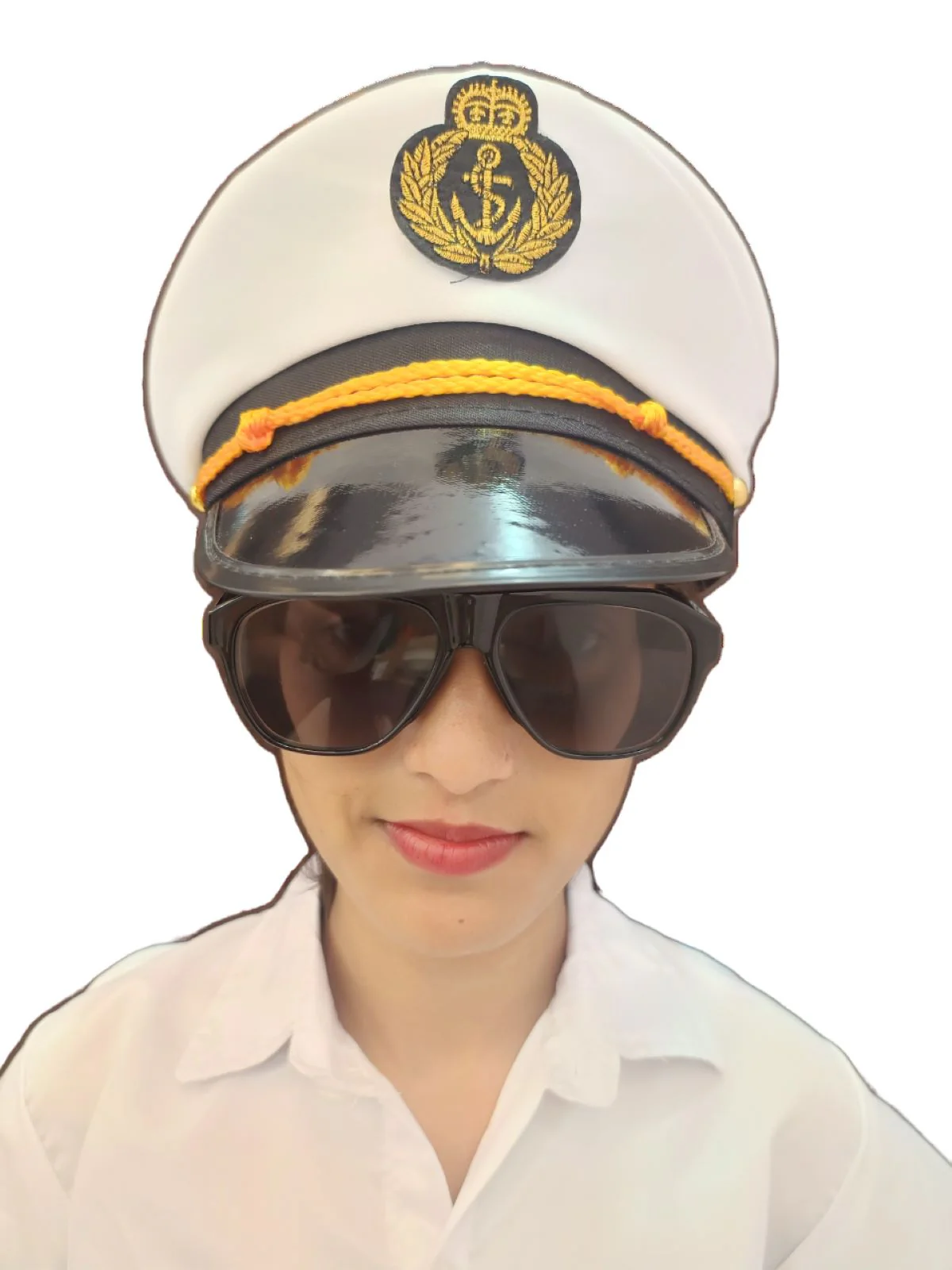 Buy White Navy Air Force Pilot Officer Cap Accessory for Boys Kids Adult Fancy Dress Costume - Image 7