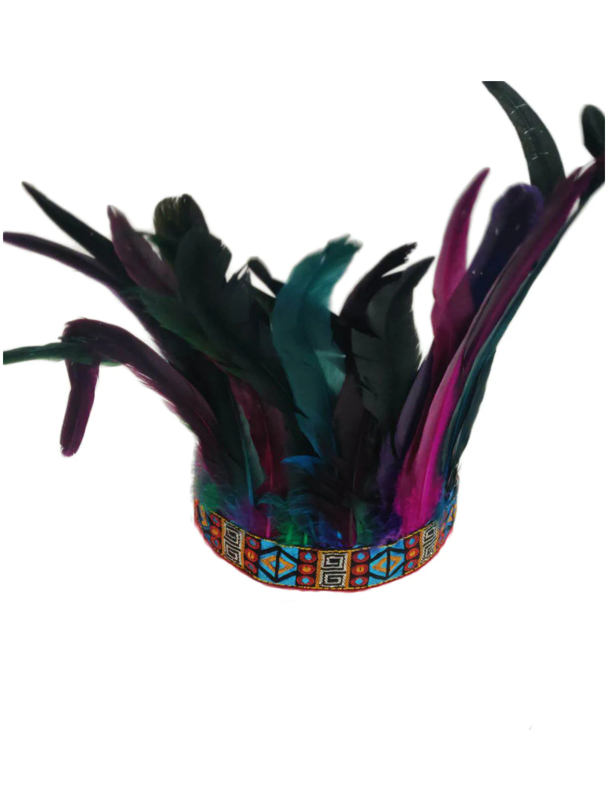 Carnival Multicolor Feather Headdress Crown Fancy Dress Costume - Image 3