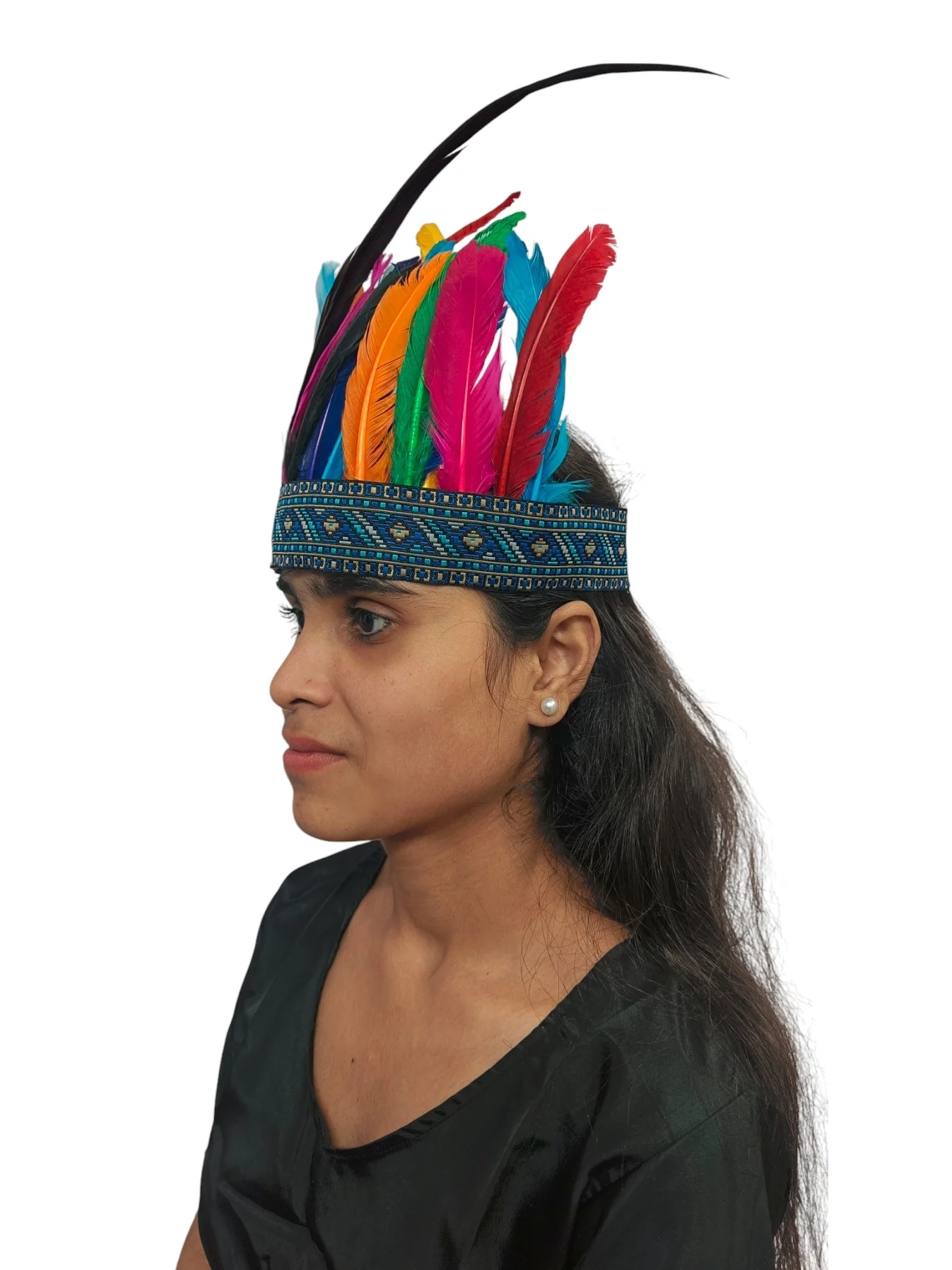 Carnival Multicolor Feather Headdress Crown Fancy Dress Costume - Image 5