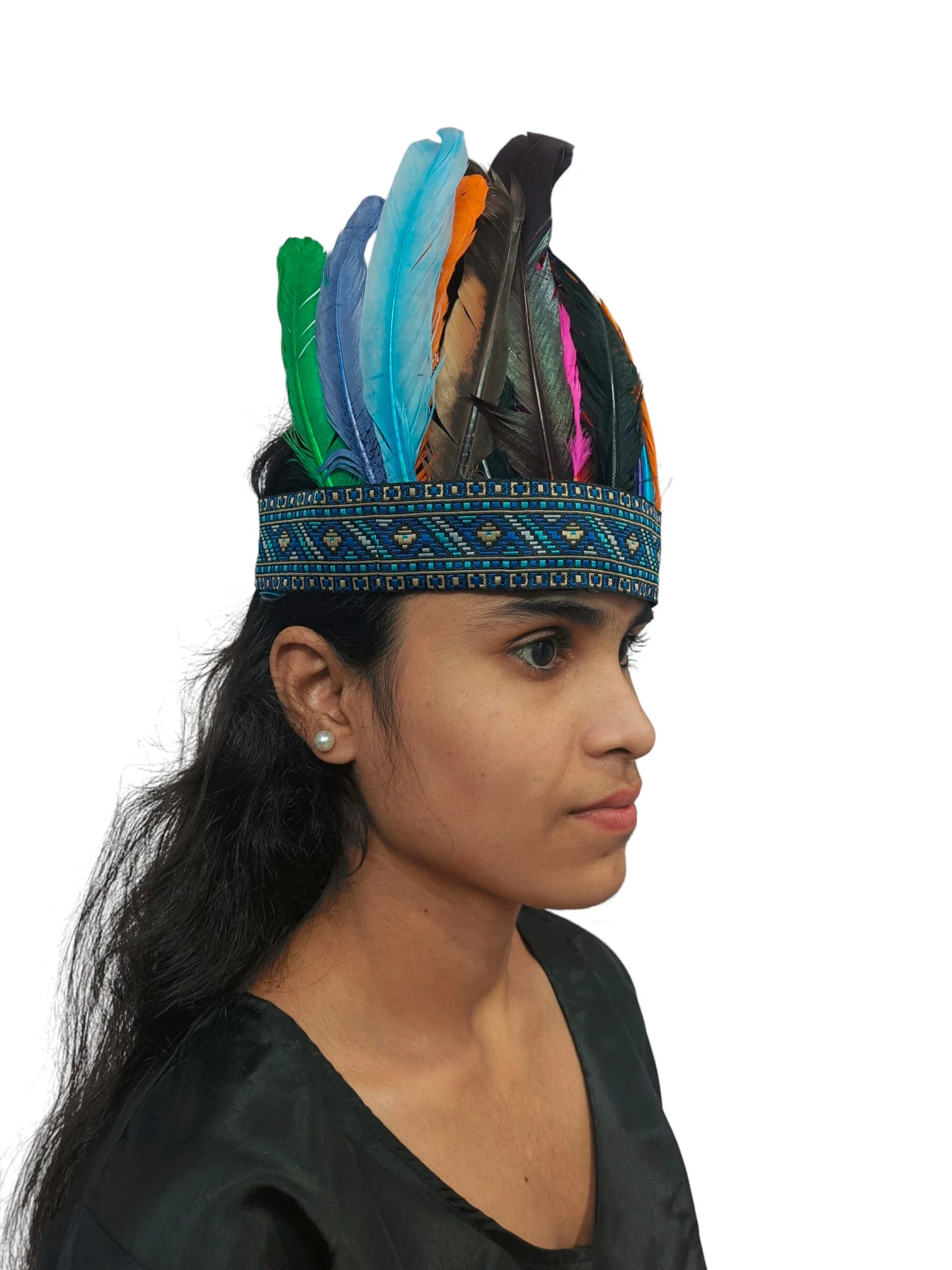 Carnival Multicolor Feather Headdress Crown Fancy Dress Costume - Image 7