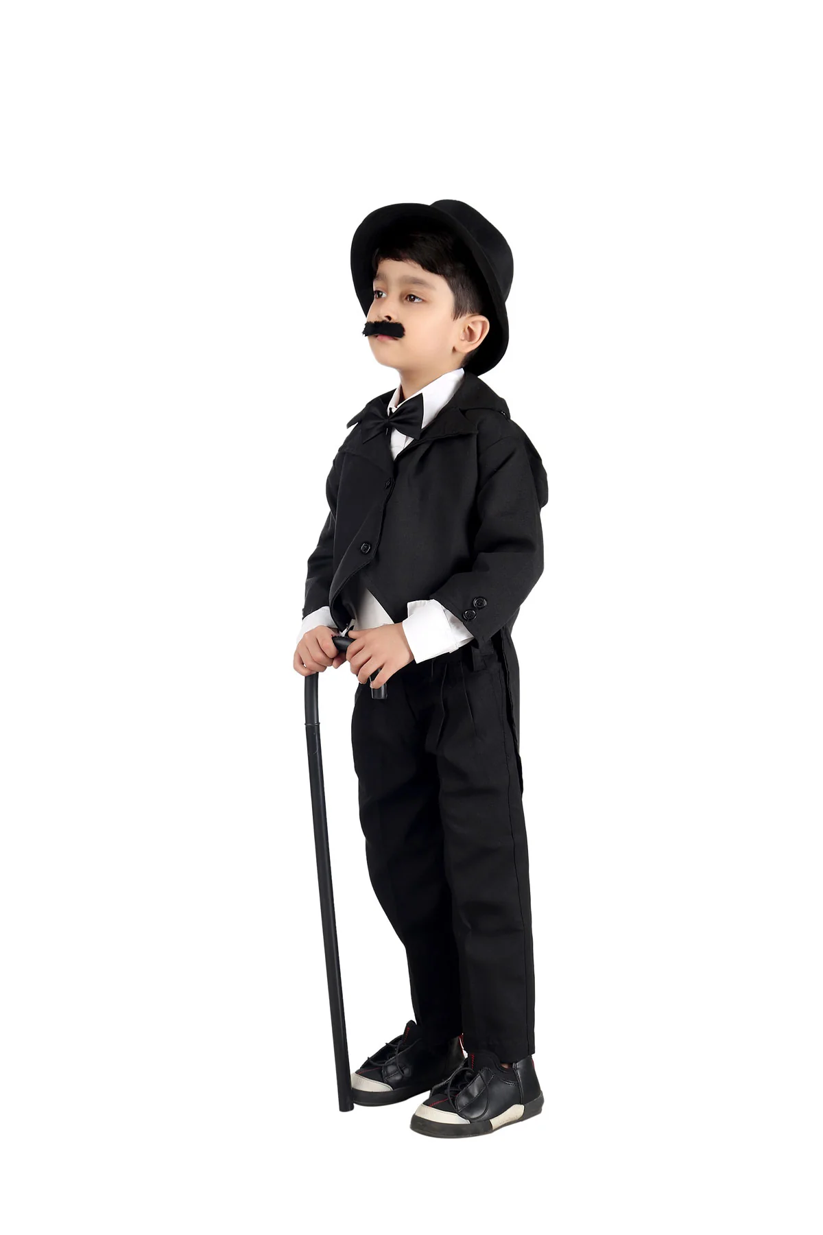 Charlie Chaplin Dress for Boys | Comic Character Fancy Dress Costume | Charlie Chaplin Costume for Kids | With Stick - Image 7