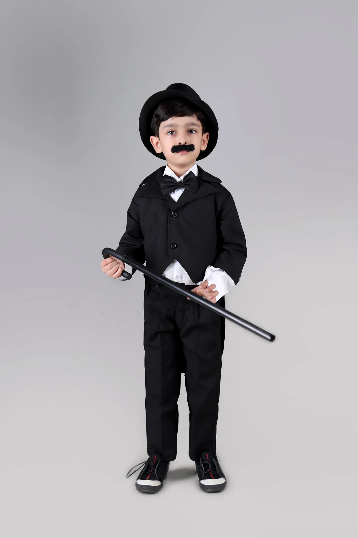 Charlie Chaplin Dress for Boys | Comic Character Fancy Dress Costume | Charlie Chaplin Costume for Kids | With Stick - Image 8