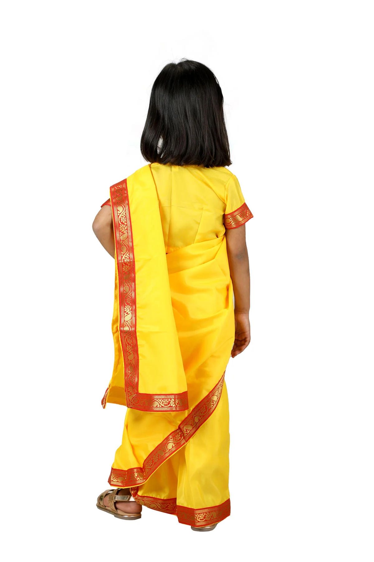 Devaki Yellow Saree Janmashtami Girls Fancy Dress Costume - Image 4