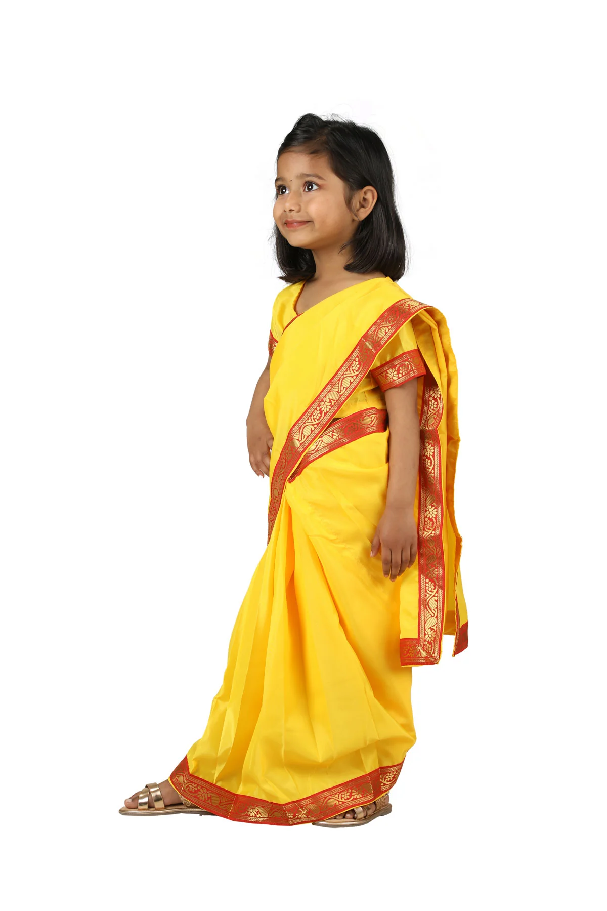 Devaki Yellow Saree Janmashtami Girls Fancy Dress Costume - Image 5
