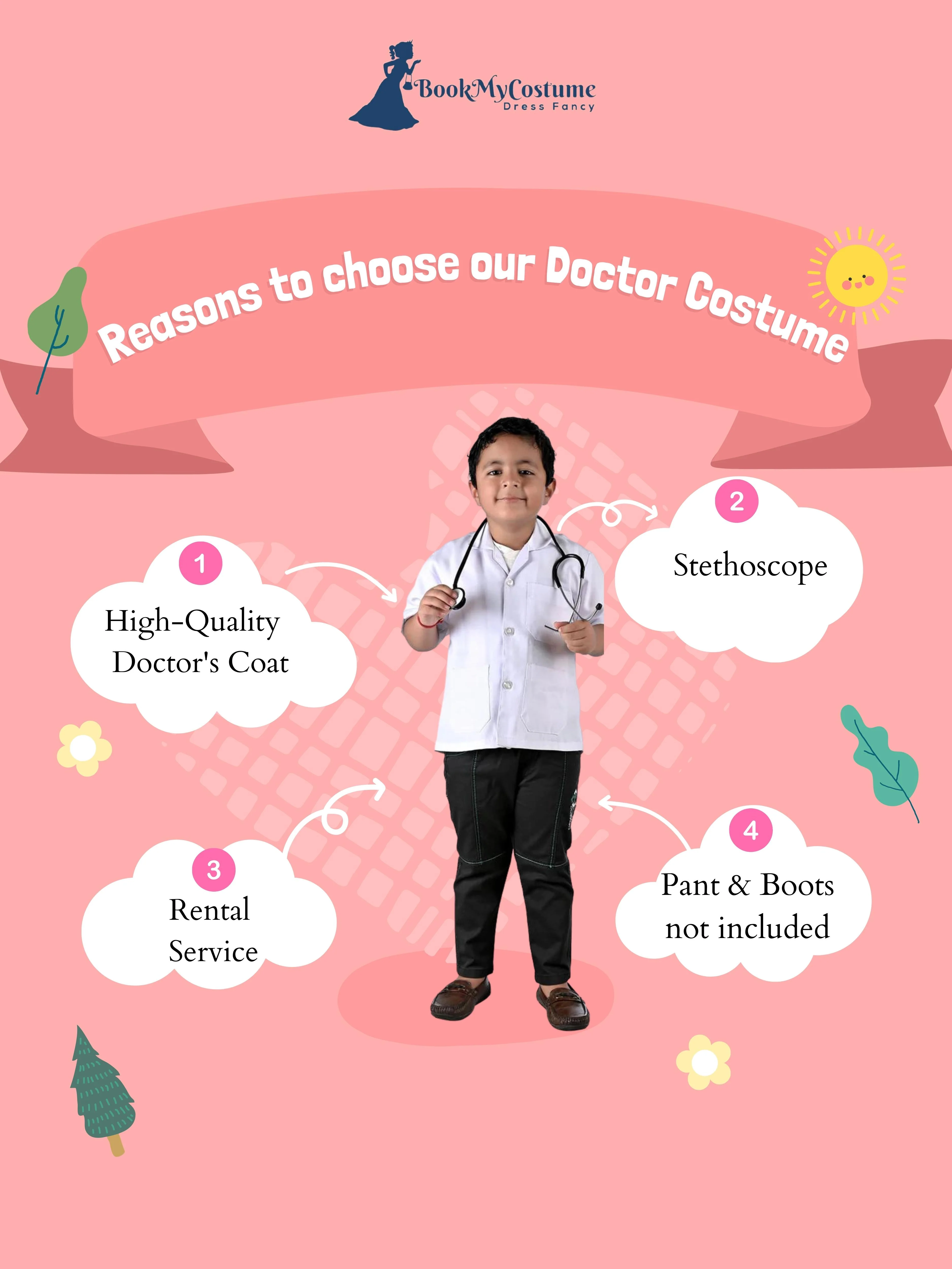 Doctor Physician White Coat with Stethoscope Medical Professional Community Helper Kids Fancy Dress Costume - Image 6