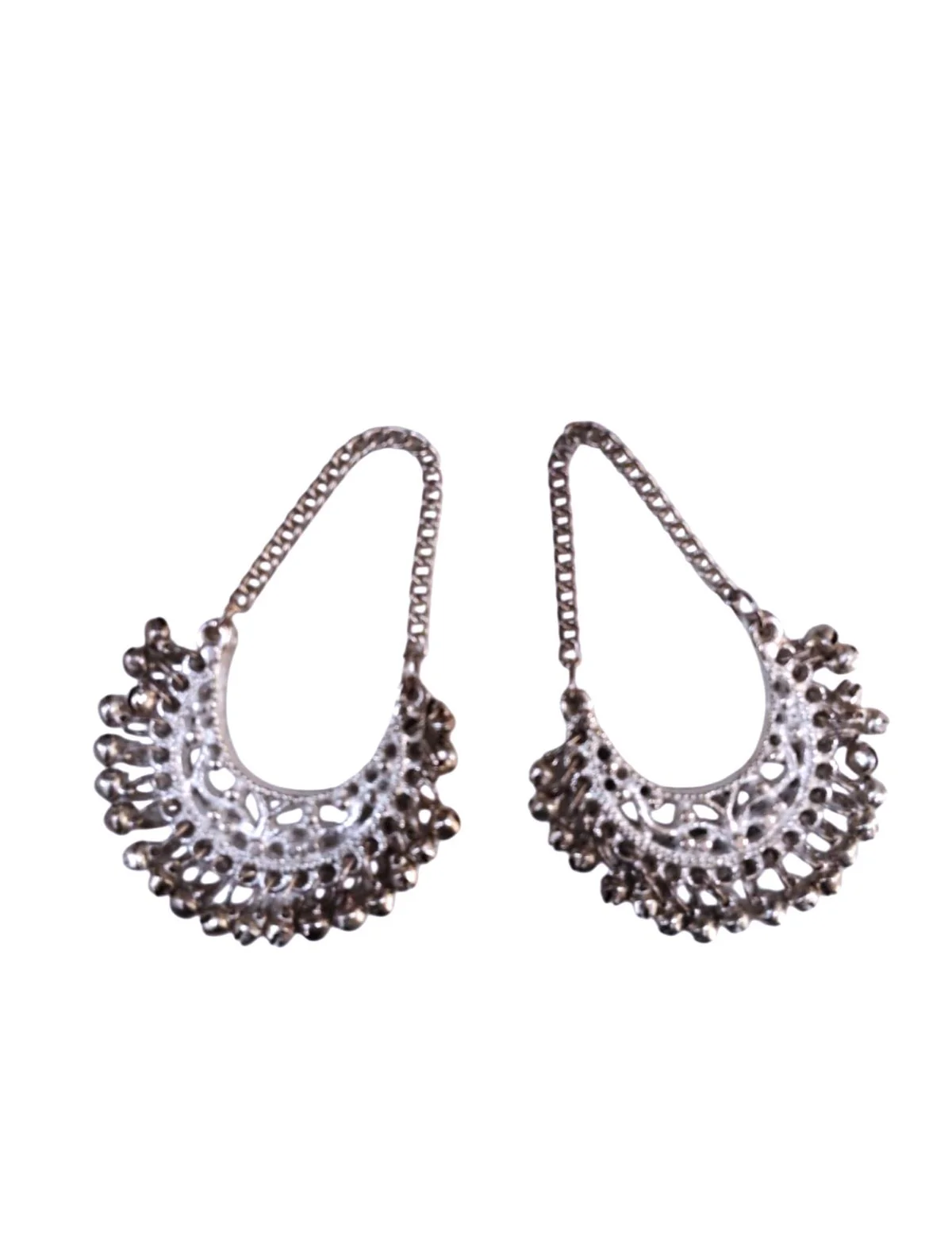 Exquisite Indian Traditional Silver Necklace & Earrings - Fancy Dress Costume Accessory for Girls - Image 2