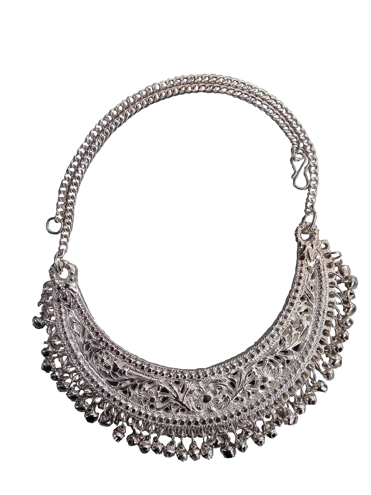 Exquisite Indian Traditional Silver Necklace & Earrings - Fancy Dress Costume Accessory for Girls - Image 5