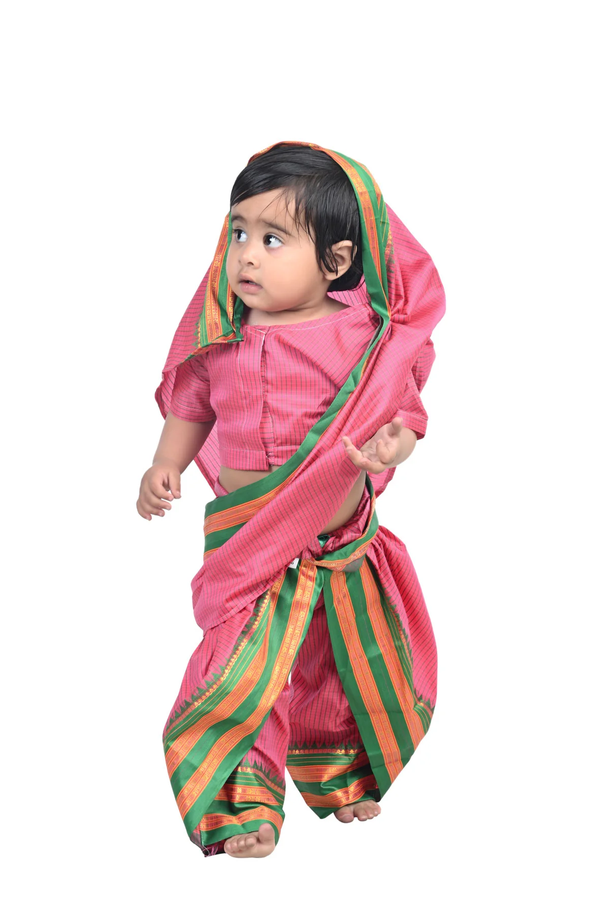 Female Fisherwoman Kastha Saree Kids Fancy Dress Costume for Girls & Women - Image 5