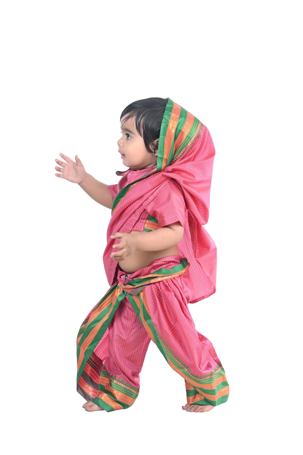 Female Maid Servant Kamwali Bai Saree for Kids & Adults Fancy Dress Costume - Image 5