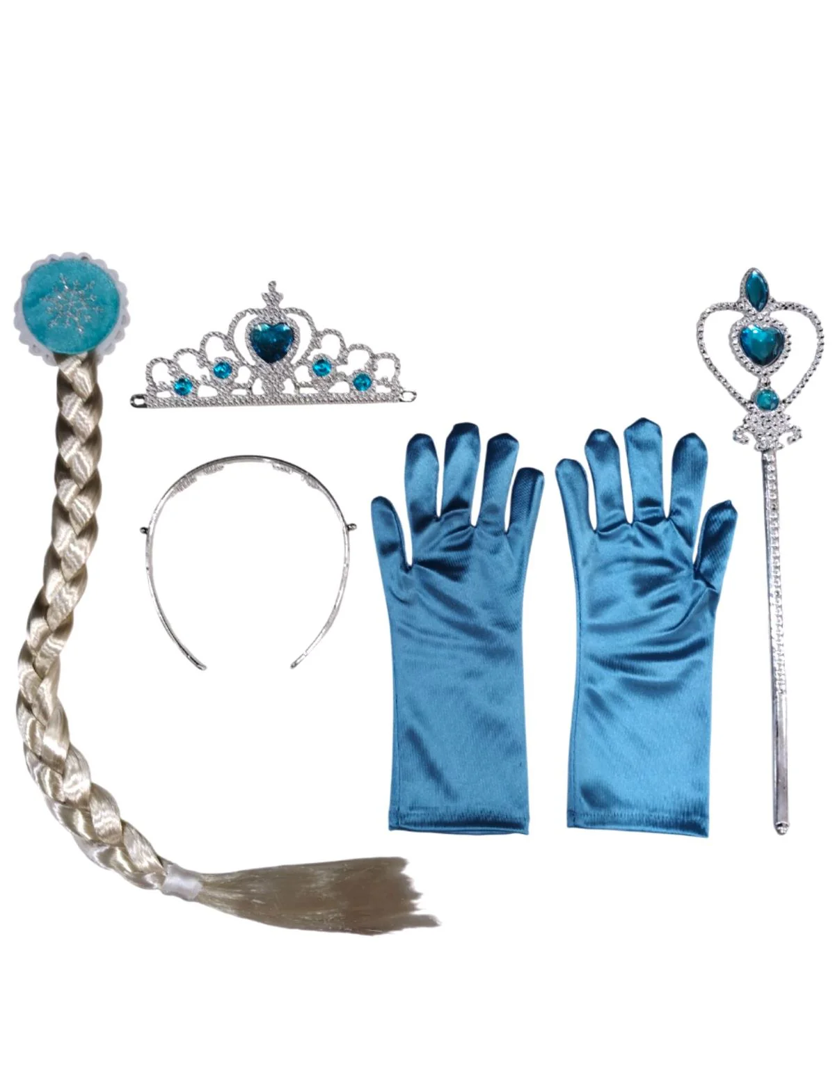 Complete Queen Accessory Set for Girls – Includes Blue Tiara, Magic Wand, Blonde Braid Hair Clip & Gloves | Fancy Dress, Costume Party, Role Play, Birthday Gift, Fairy Tale Princess Set - Image 11