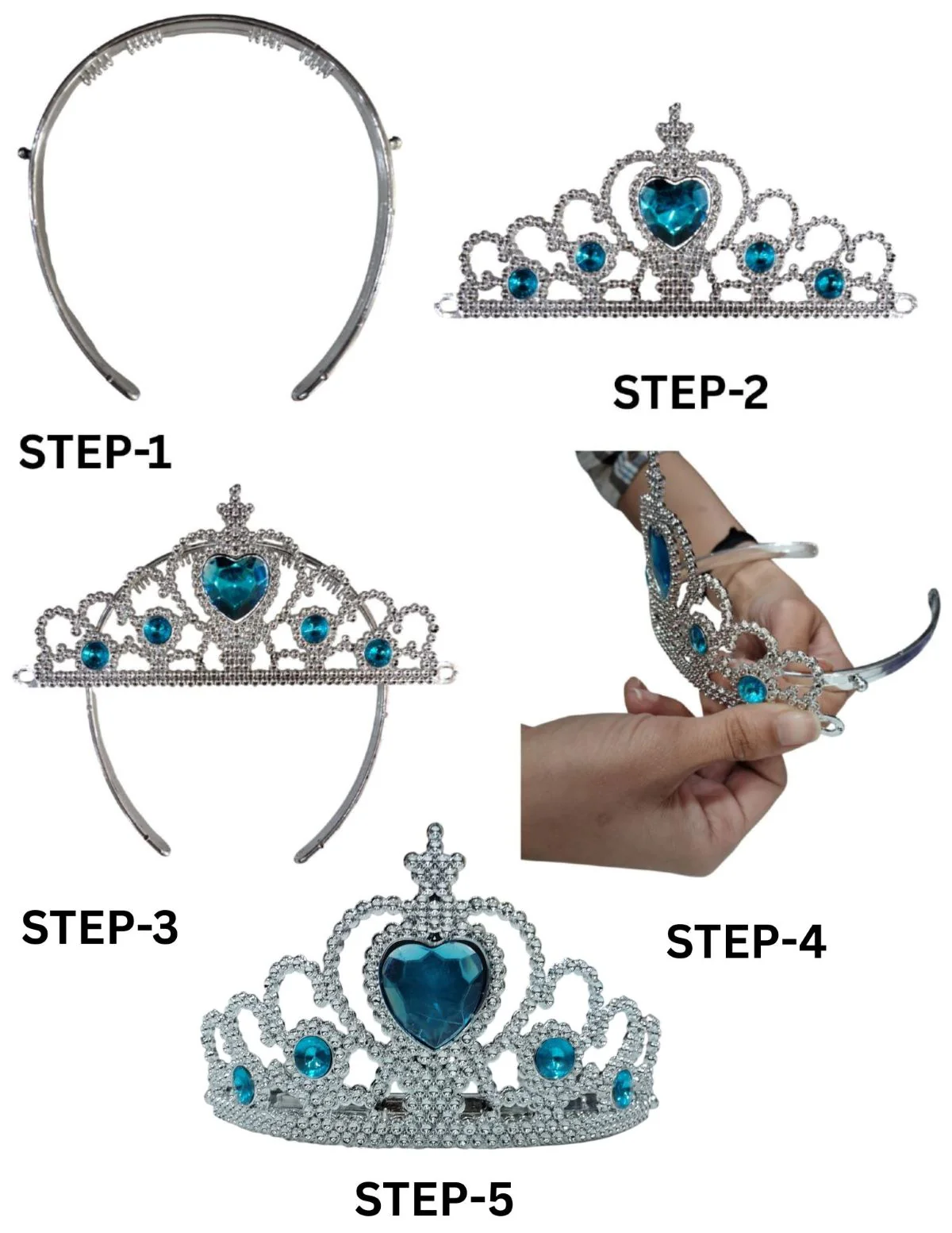 Complete Queen Accessory Set for Girls – Includes Blue Tiara, Magic Wand, Blonde Braid Hair Clip & Gloves | Fancy Dress, Costume Party, Role Play, Birthday Gift, Fairy Tale Princess Set - Image 12