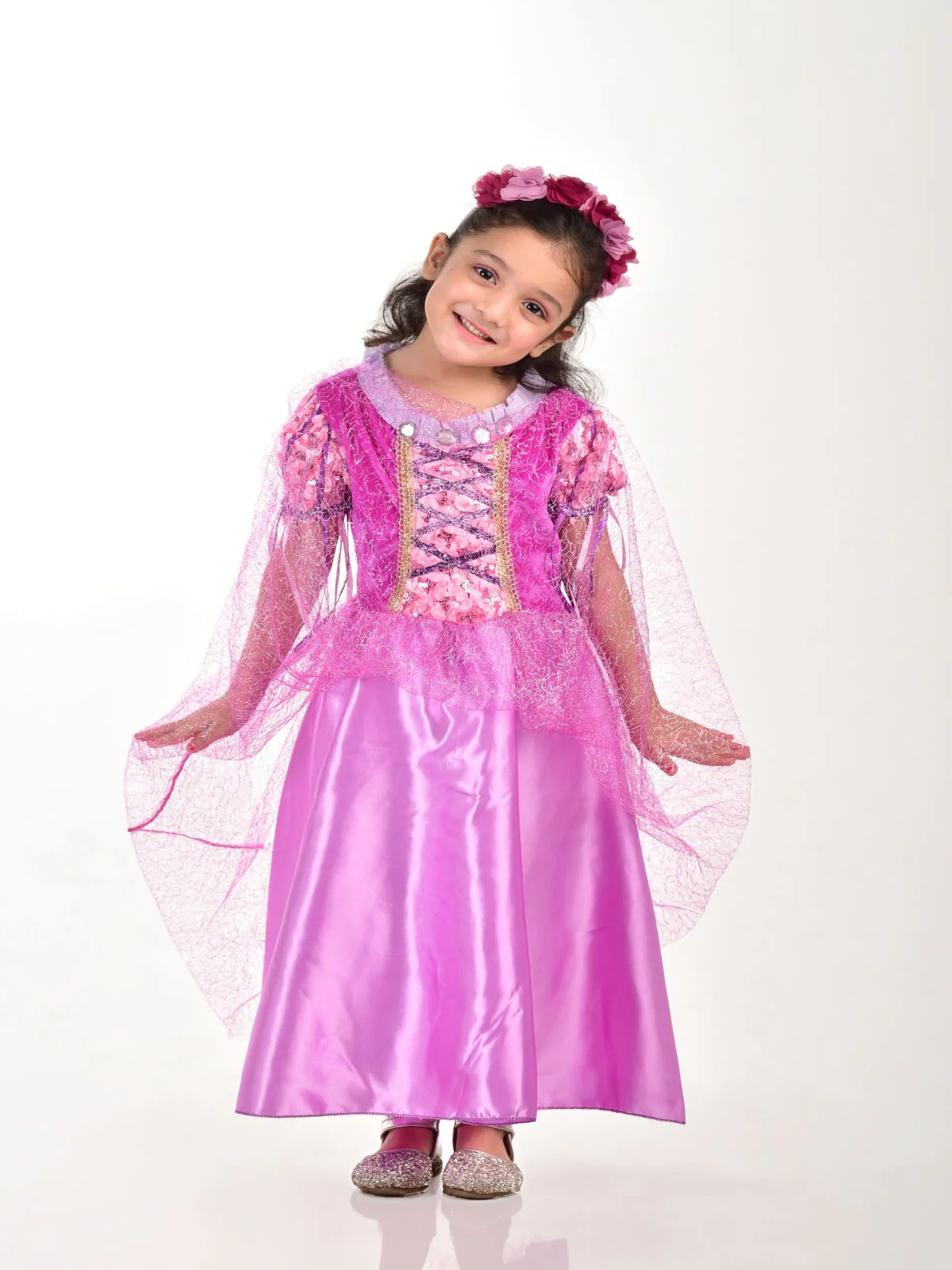 German Princess Long Hair Fairytale Princess Kids Fancy Dress Costume - Image 6