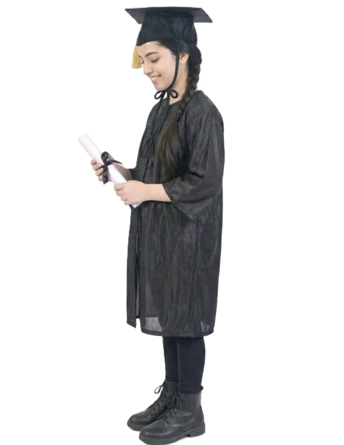 Black Graduate Convocation Degree Graduation Day Gown & Cap Kids & Adults Fancy Dress Costume - Image 18