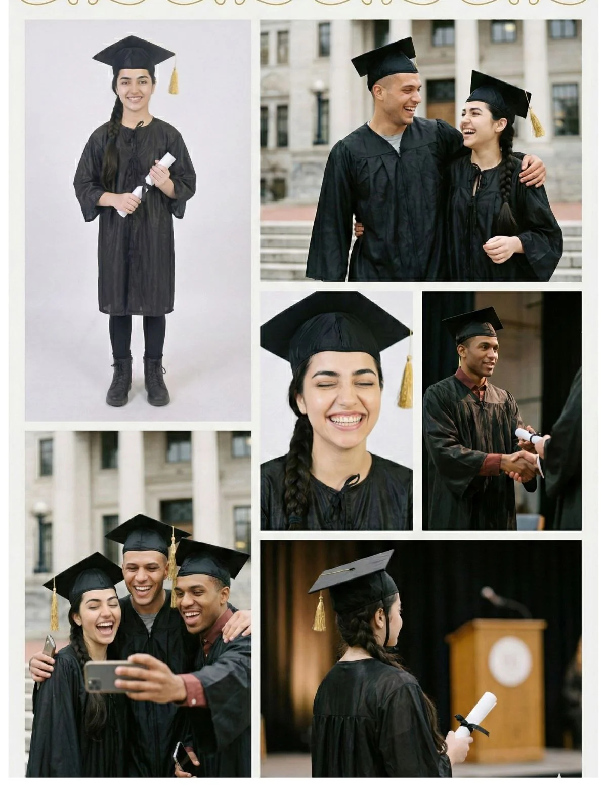 Black Graduate Convocation Degree Graduation Day Gown & Cap Kids & Adults Fancy Dress Costume - Image 19