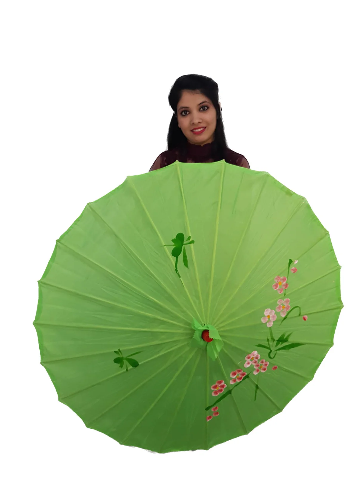 Green Umbrella Japanese Kimono Dance Kids & Adults Costume Accessory - Image 3