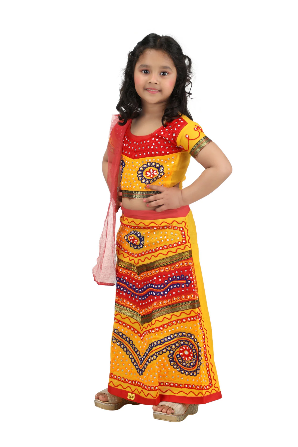 Gujarati Indian State Fancy Dress Garba Navratri Girls Costume - Image 4