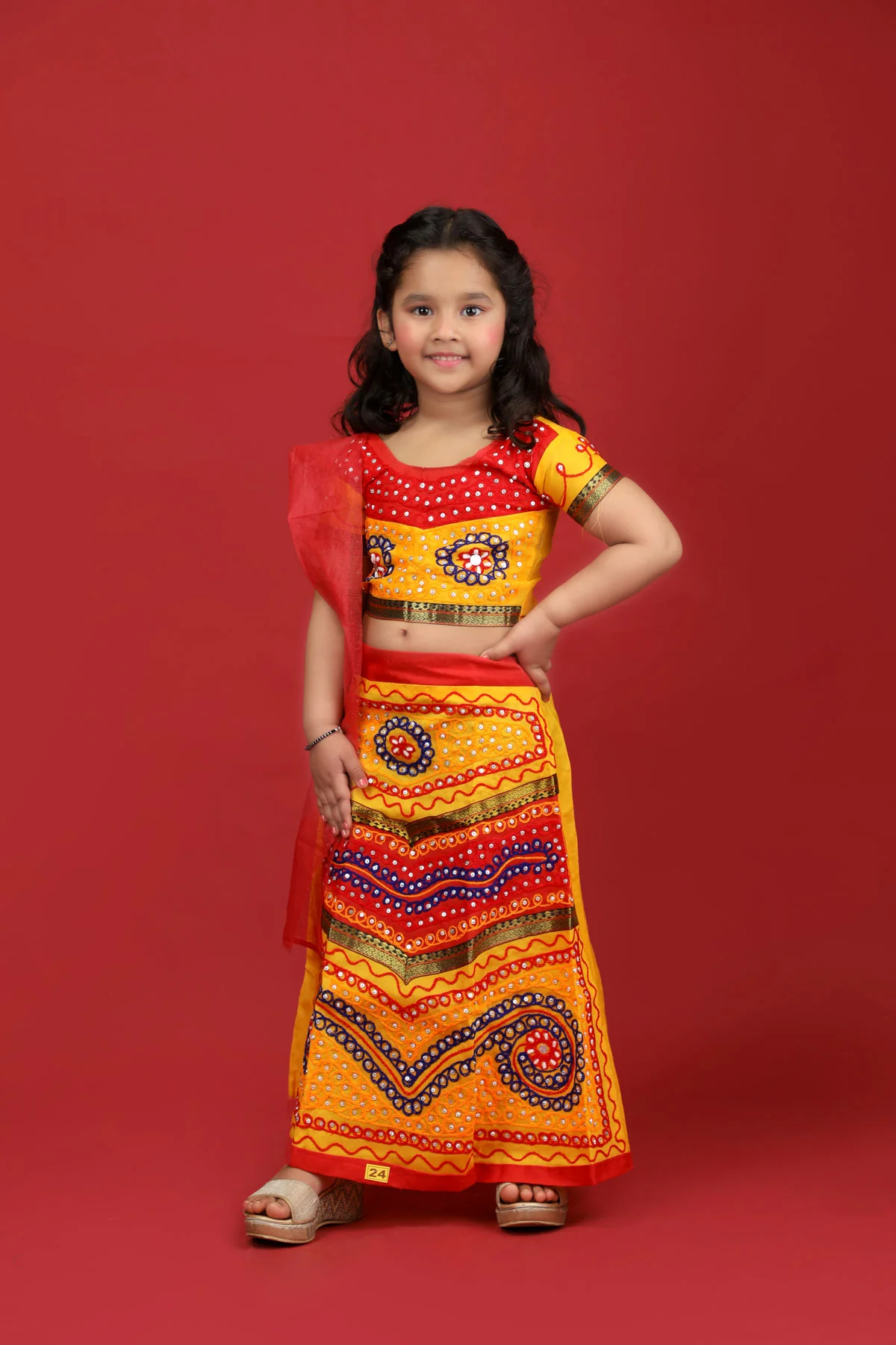 Gujarati Indian State Fancy Dress Garba Navratri Girls Costume - Image 5