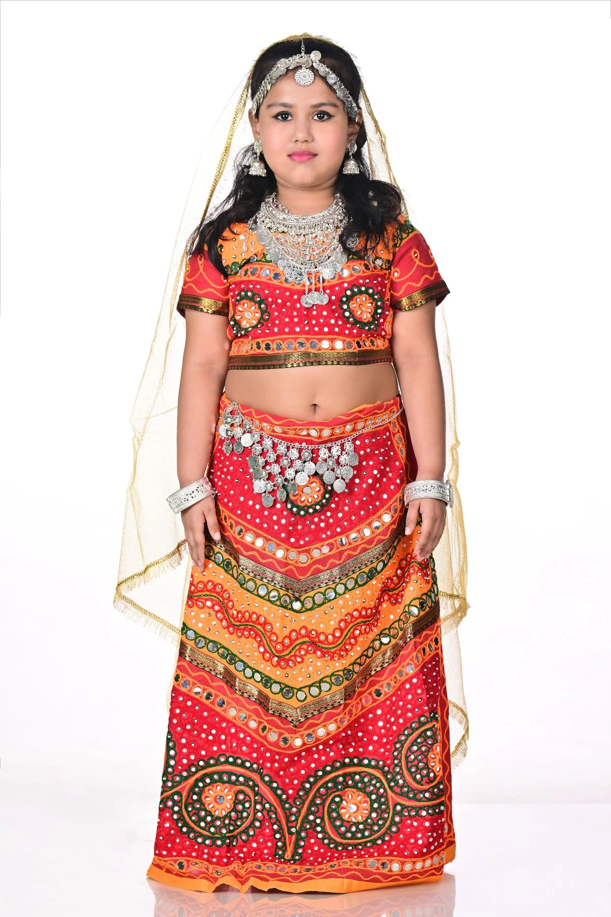 Gujarati Girl with Traditional Jewellery Indian For Girl's & Women  Fancy Dress Costume for Girls