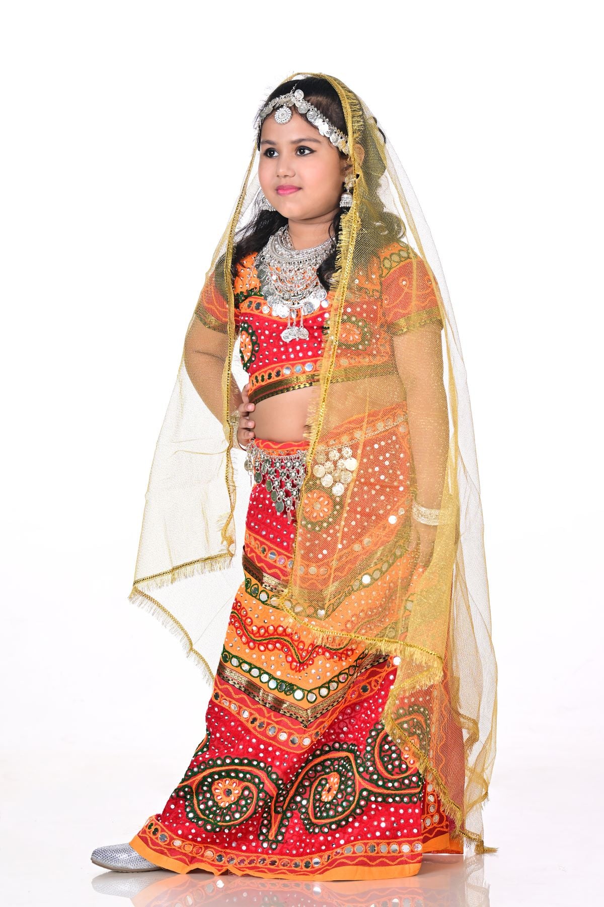 Gujarati Girl with Traditional Jewellery Indian For Girl's & Women  Fancy Dress Costume for Girls - Image 5