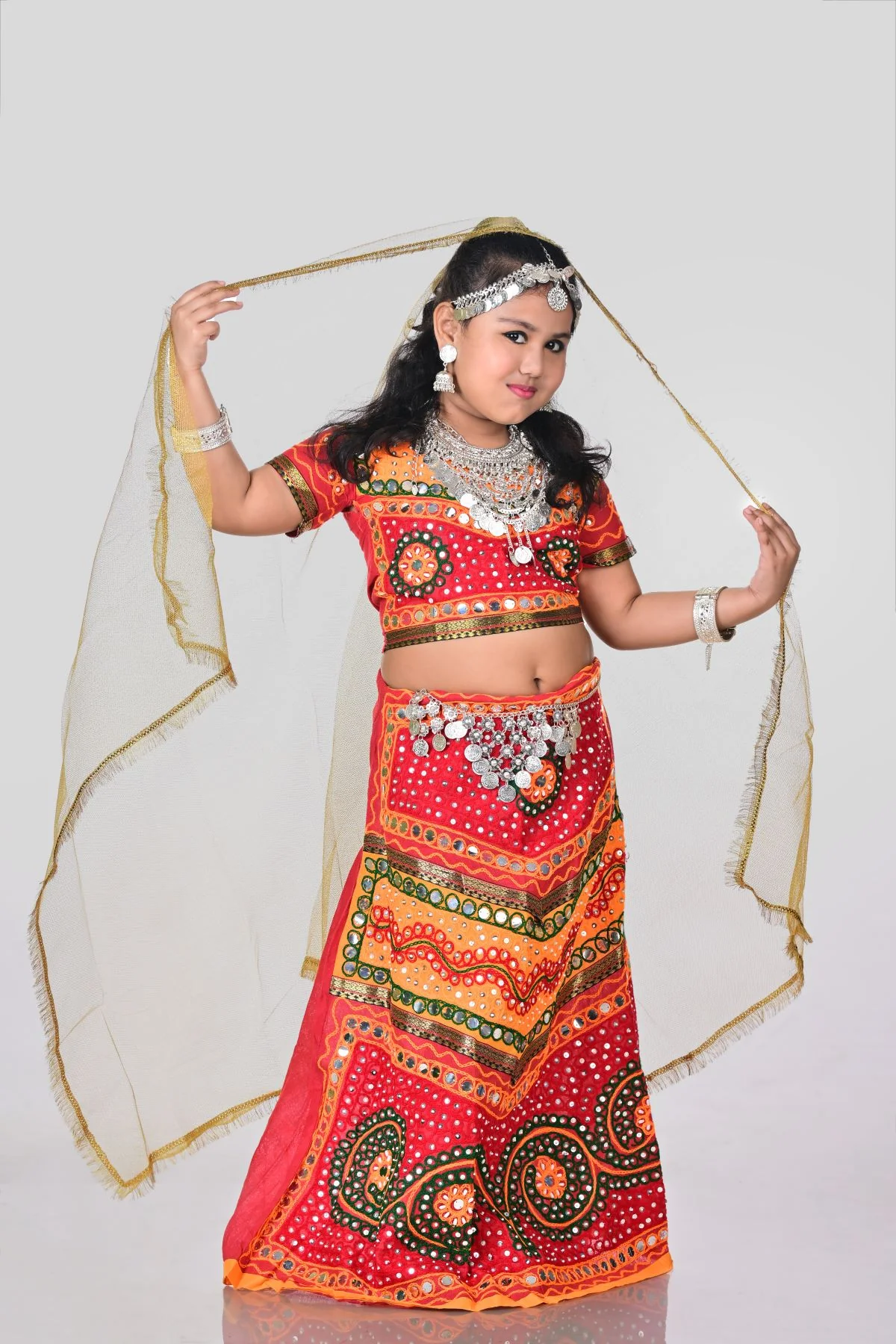 Gujarati Girl with Traditional Jewellery Indian For Girl's & Women  Fancy Dress Costume for Girls - Image 6