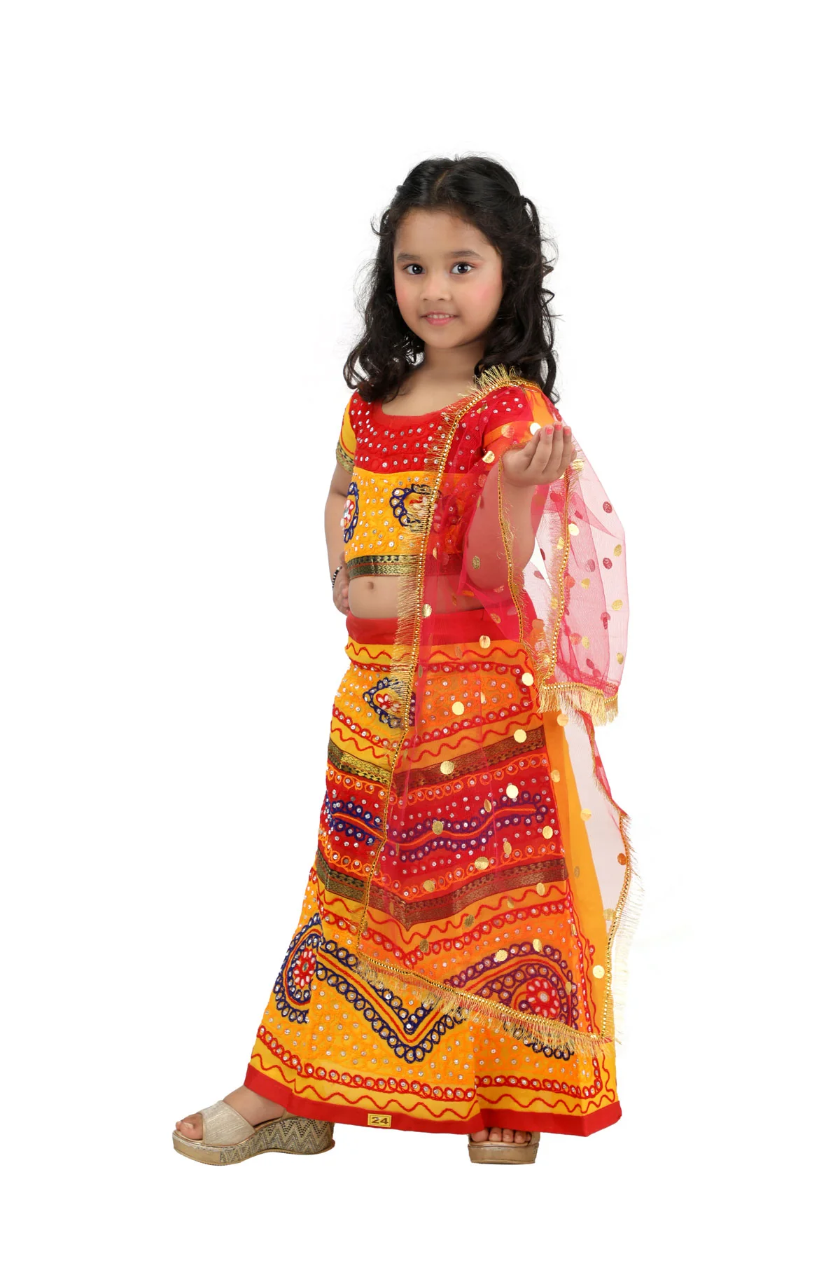 Radha Lehenga Chaniya Choli Navratri Garba Multicolor Costume Dress for Girls & Women - Image 4