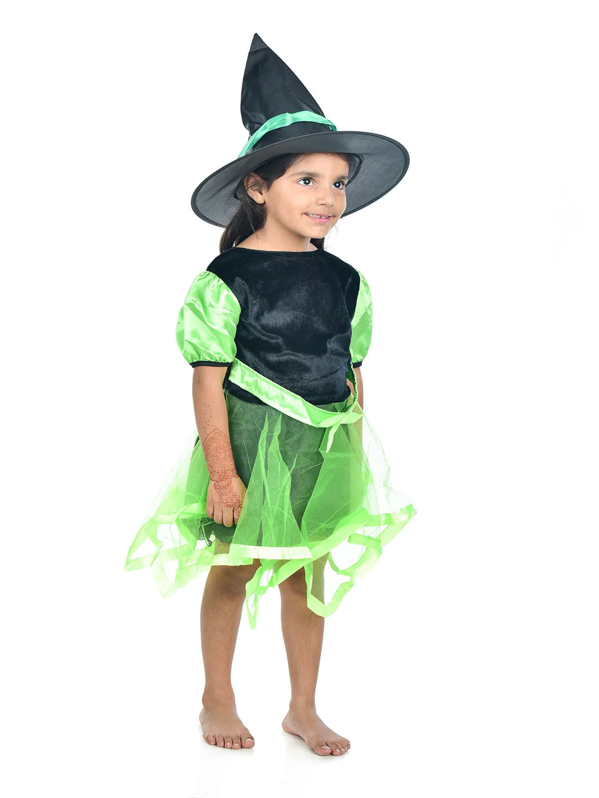 Halloween Theme Green Witch Magician Fancy Dress Costume for Girls - Image 2
