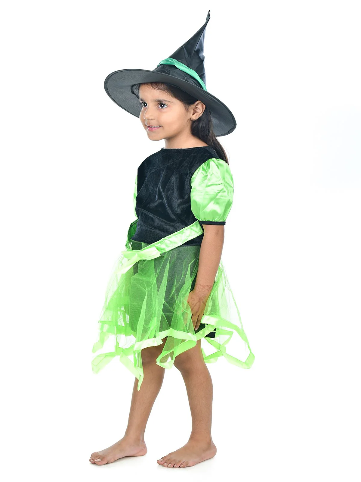 Halloween Theme Green Witch Magician Fancy Dress Costume for Girls - Image 4