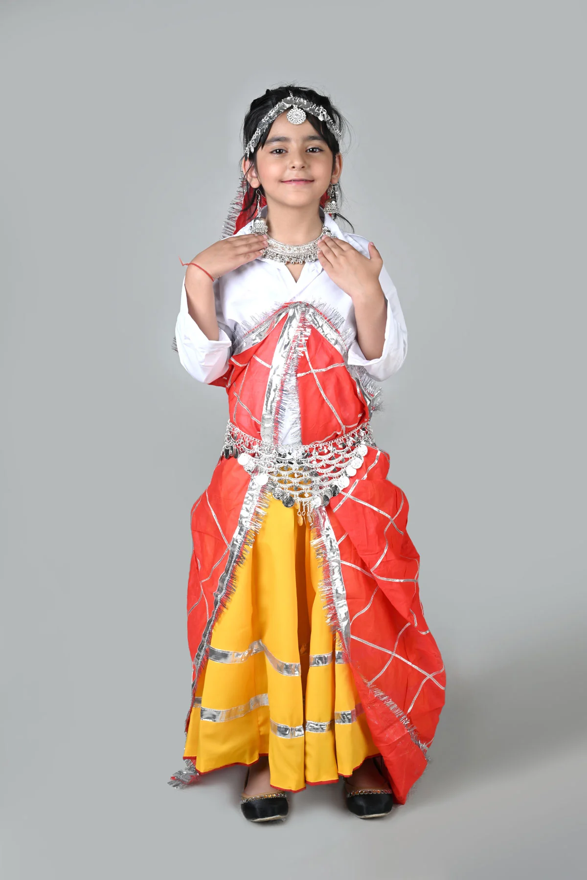 Haryanvi Girl with Jewellery Indian State Kids & Adults Fancy Dress Costume for Girls - Image 5