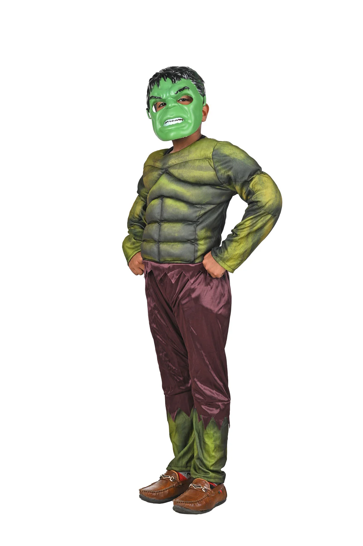 The Green Smasher Superhero Kids Fancy Dress Costume - Muscle Look - Imported - Image 4