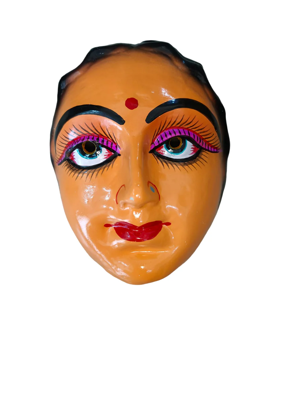 Indian Aunty 70s Woman Retro Theme Female Mask Navrang Dance Fibre Face Mask for Adults Girls Girls Fancy Dress Costume Accessory