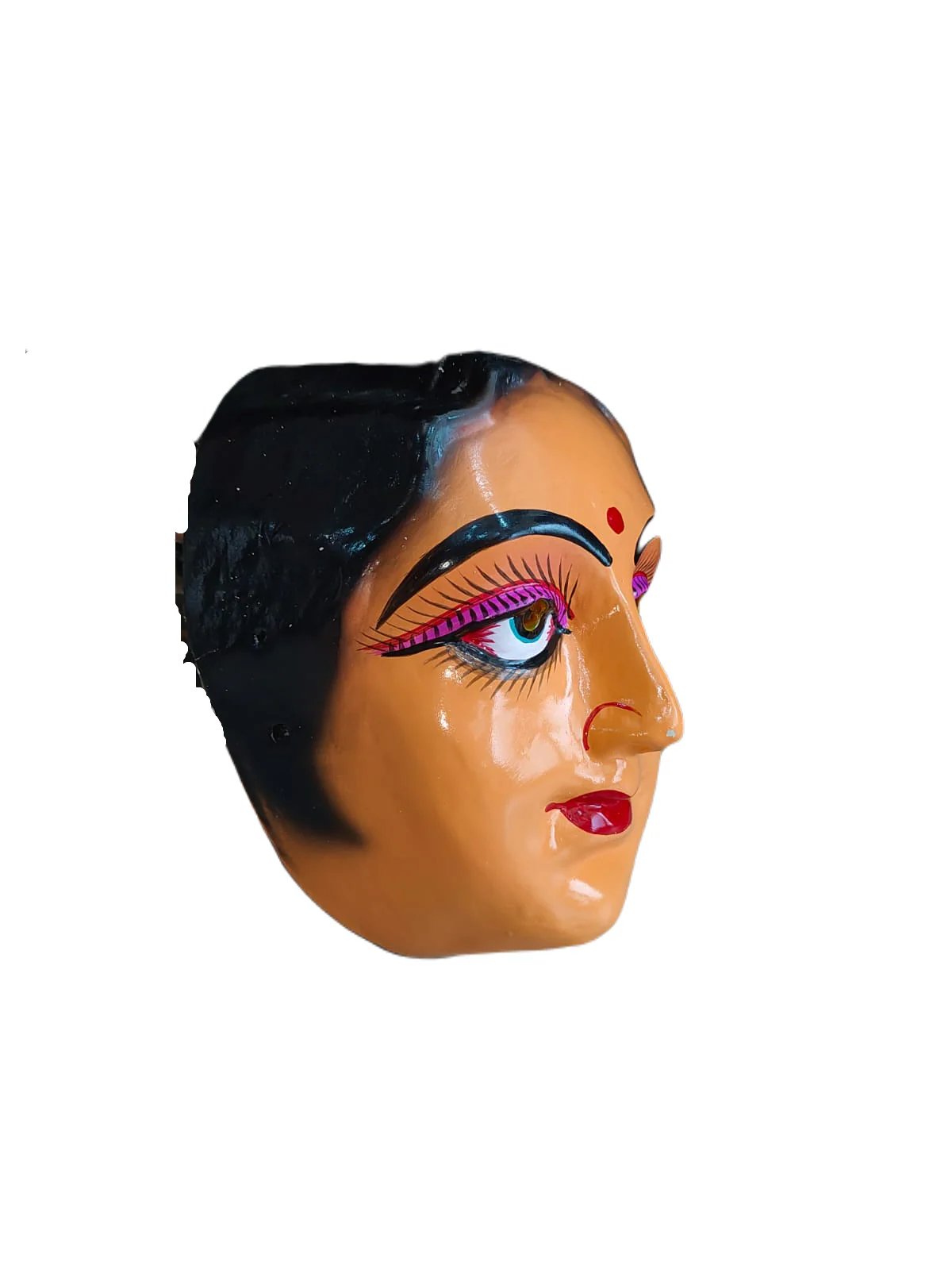 Indian Aunty 70s Woman Retro Theme Female Mask Navrang Dance Fibre Face Mask for Adults Girls Girls Fancy Dress Costume Accessory - Image 2
