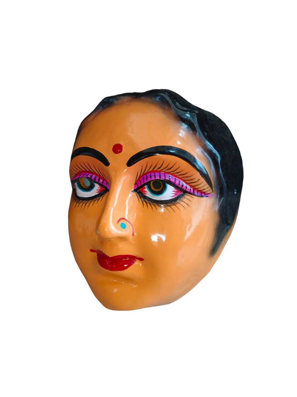 Indian Aunty 70s Woman Retro Theme Female Mask Navrang Dance Fibre Face Mask for Adults Girls Girls Fancy Dress Costume Accessory - Image 4