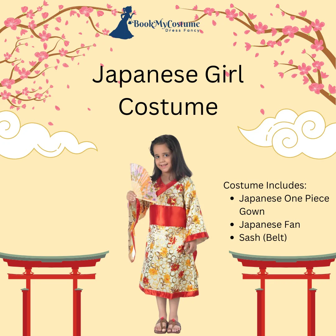 Japanese Girl Kimono with Fan International World Costume for Kids & Adults - Image 4