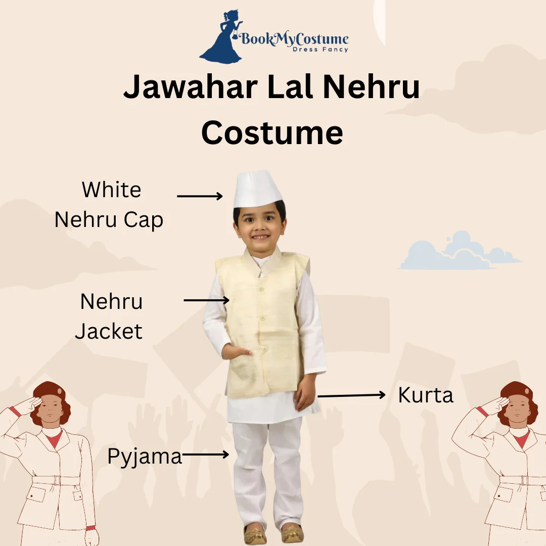 Pandit Ji Jawahar Lal Nehru First Indian Prime Minister National Leader for Boys Kids Adult  Fancy Dress Costume - Image 5
