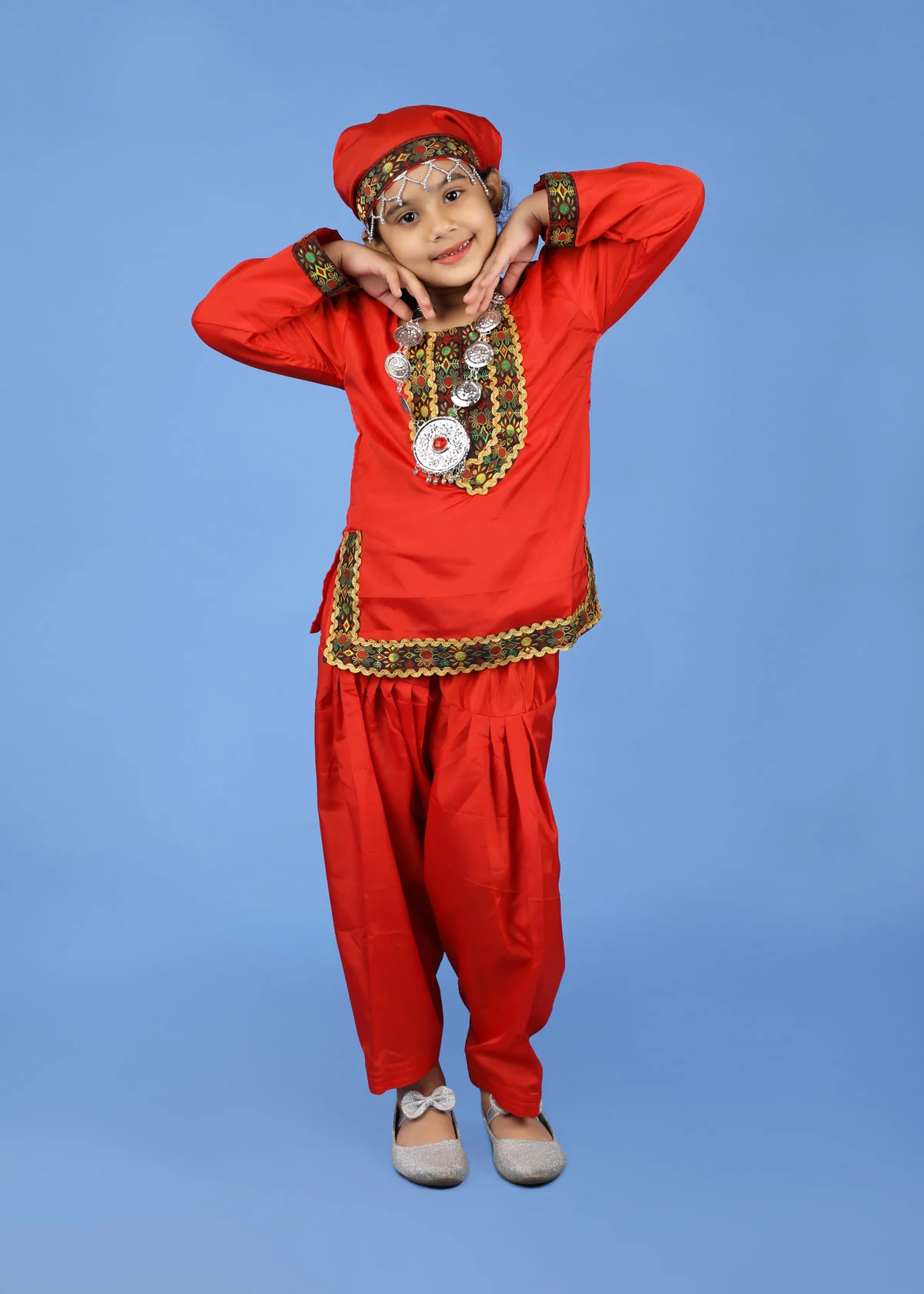 Kashmiri Indian State Fancy Dress Costume for Girls and Females - Image 6