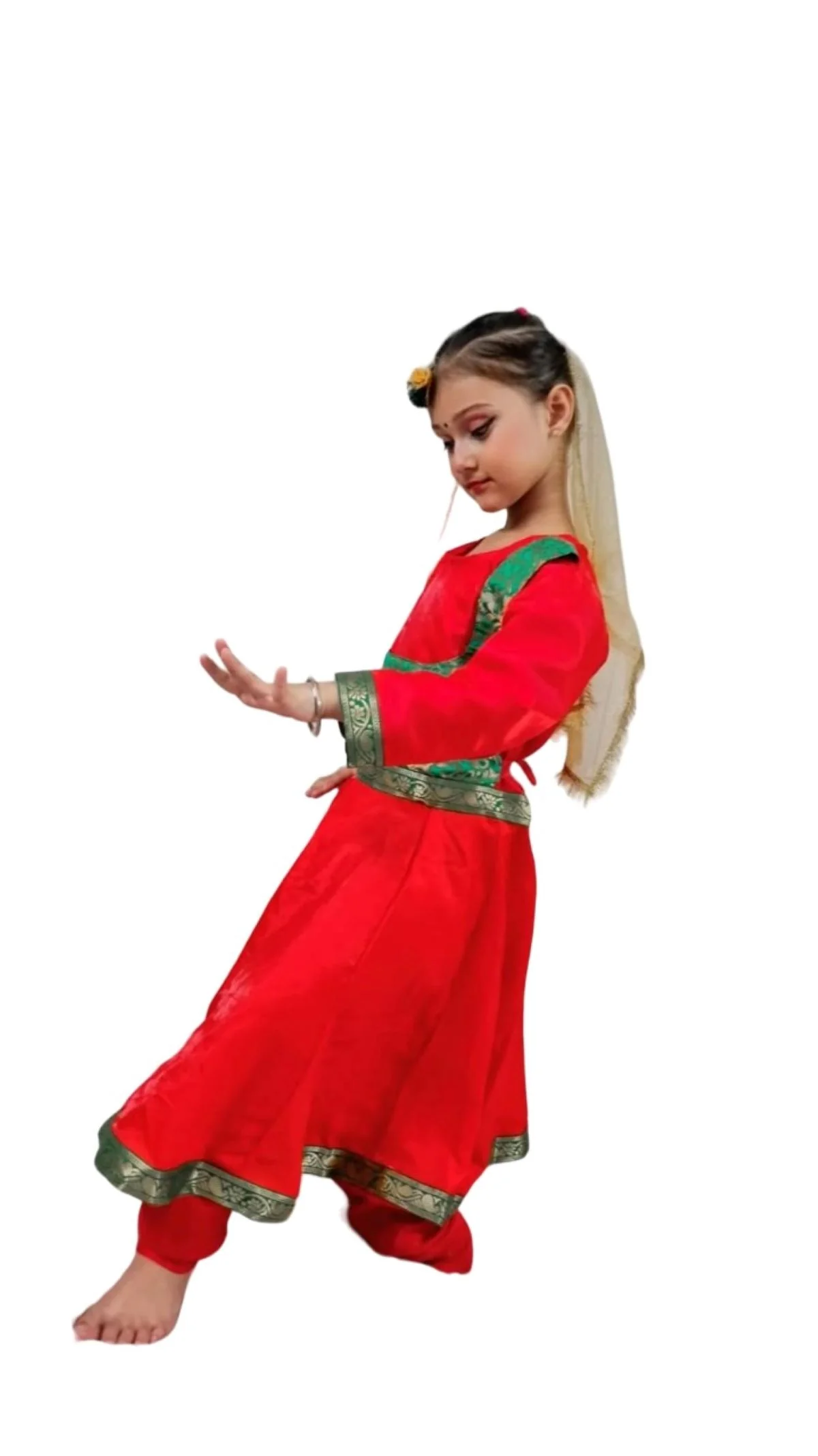 Kathak Indian Classical Dance Costume for Girls | Kids & Adults | Without Jewellery Fancy Dress Costume - Image 4