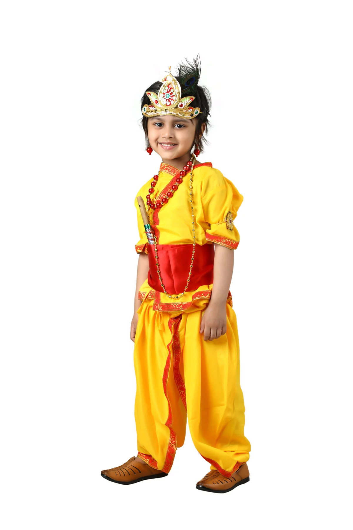 BookMyCosume Krishna Banke Bihari Pitambar with Accessories Hindu God Janmashtami krishna for Boy Kids Fancy Dress Costume - Image 4